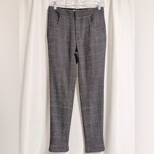 Chloe Luxury Women’s Grey Checkered Wool Pants Ankle Zippers Size 6